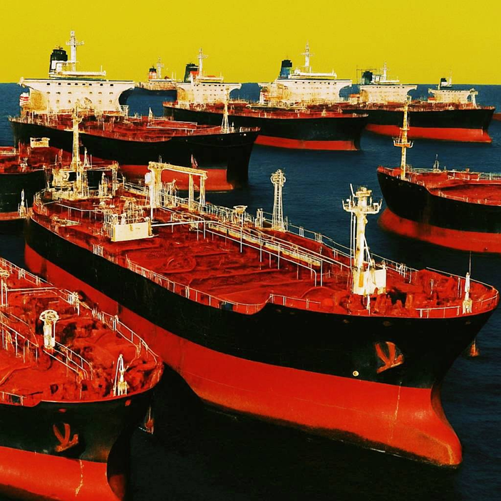 美國制裁俄羅斯石油後，大量俄油滯留海上油輪示意圖