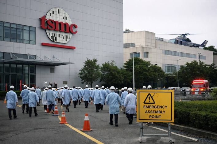台積電新竹科學園區於地震後啟動安全應變與人員疏散程序