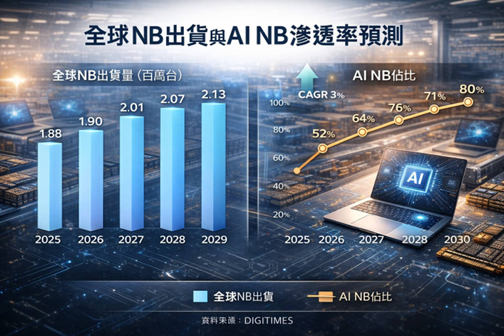 Alt 記憶體缺料與AI應用推動下，筆電市場淡旺季連兩年出現反轉現象