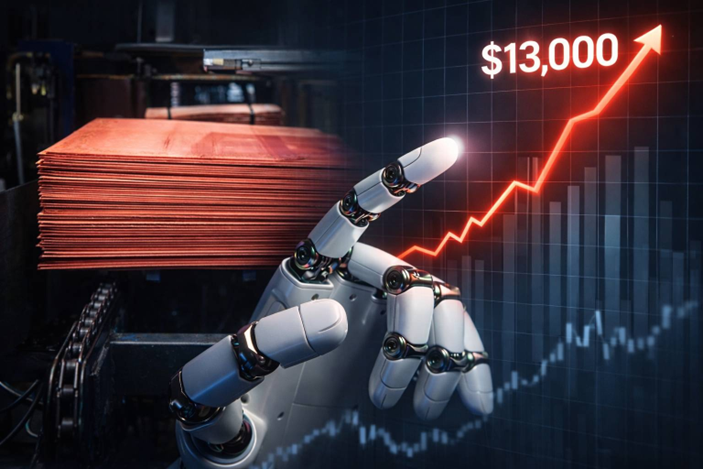 Chart showing AI copper demand overestimation and copper supercycle bubble risk