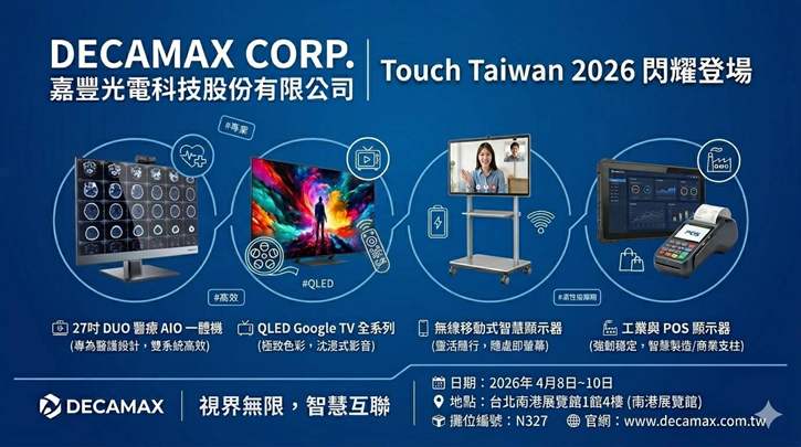 嘉豐光電於Touch Taiwan 2026展示智慧顯示應用與醫療顯示技術