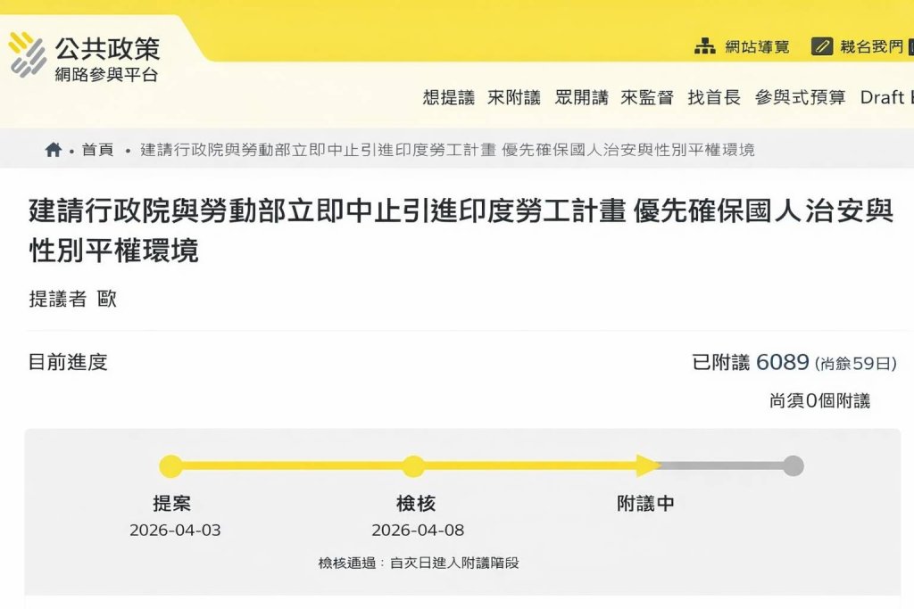勞動部回應印度移工來台政策，表示將從產業需求、國人關切與配套完整性三方面審慎評估