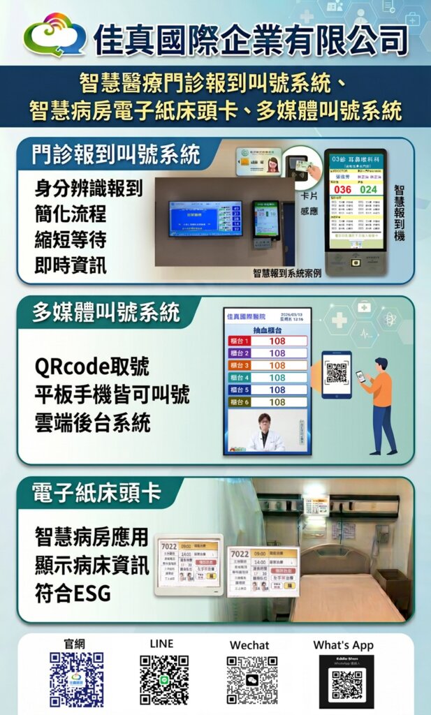 佳真國際參展2026深圳智博會展出醫療電子紙與智慧門診叫號方案