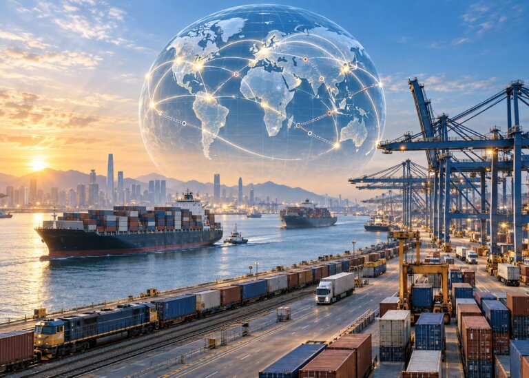 全球貨櫃港口與航運網絡，呈現WTO示警全球貿易分裂風險